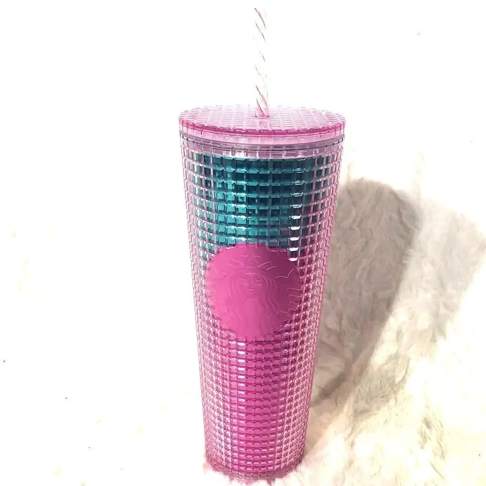 Starbucks 2021 Summer grid faceted jewel cold cup NEW NWT coffee tea straw lid